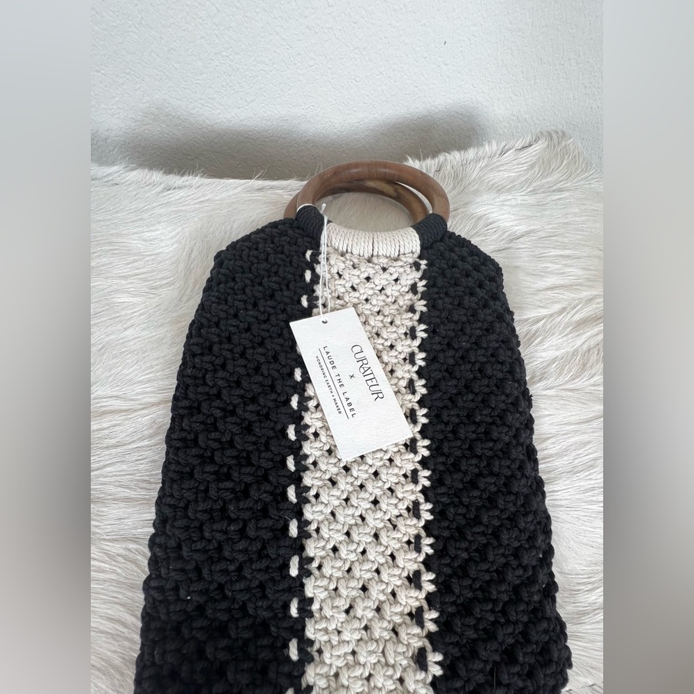 Curateur Laude The Label GABBY Black and White Small Macrame Bag - Picture 3 of 10